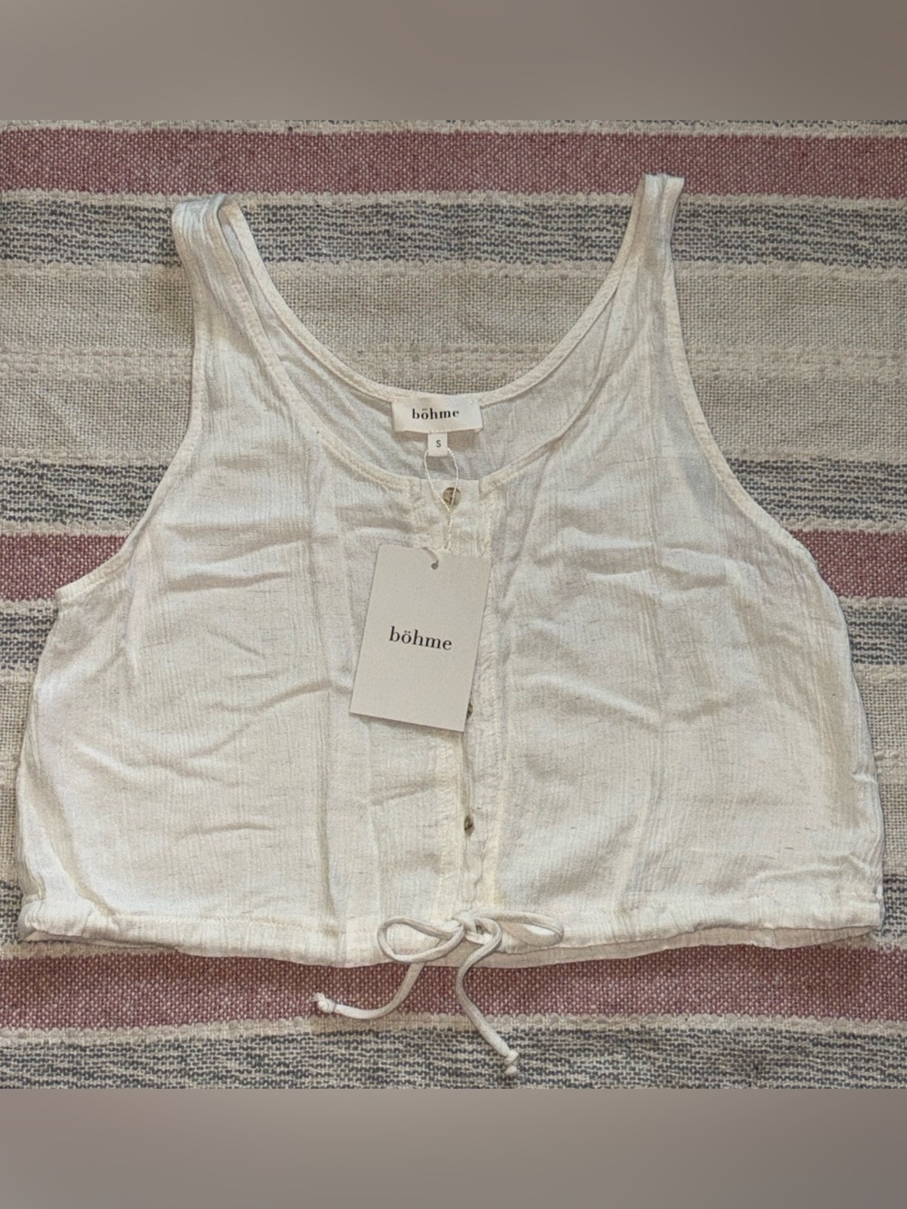Böhme Cropped Tank Top NWT Boho Cream/white Size Small